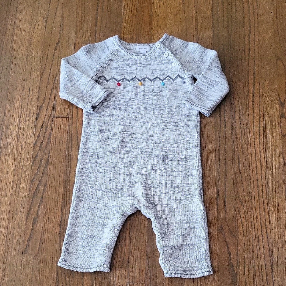 Angel Dear Gray Knit Baby Footie with Colorful Accents